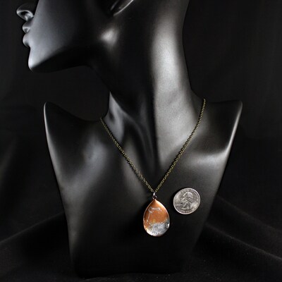 Gold and Silver Resin in a Copper Drop Shaped Pendant Necklace - image2